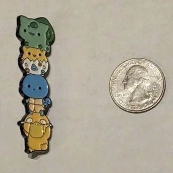 Stacked Cuties: Pokemon Psyduck, Squirtle, Togepi, Bulbasaur Stacker Enamel Pin - Picture 4 of 5